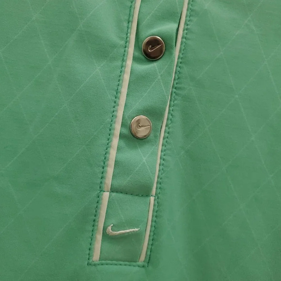 NikeGolf Dri-Fit Women's Troon AZ Turquoise Center Swoosh Snap Button Polo Sz M - Picture 3 of 6